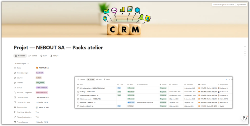 Fiche projet CAP Relation : suivi complet